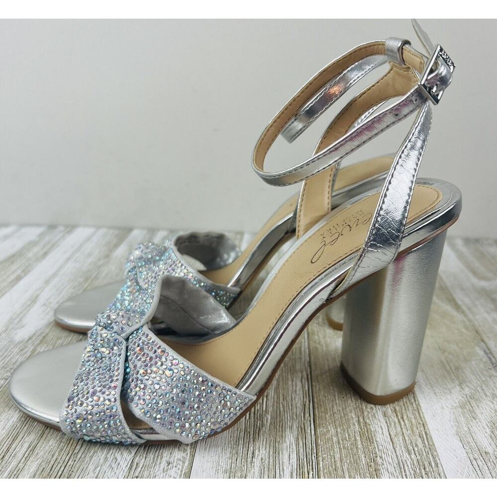Badgley Mischka Metallic Silver Block Heels